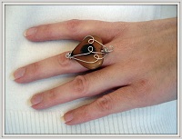 Bague coeur en véritable agathe, marron
