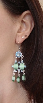 BO pampilles et strass turquoise